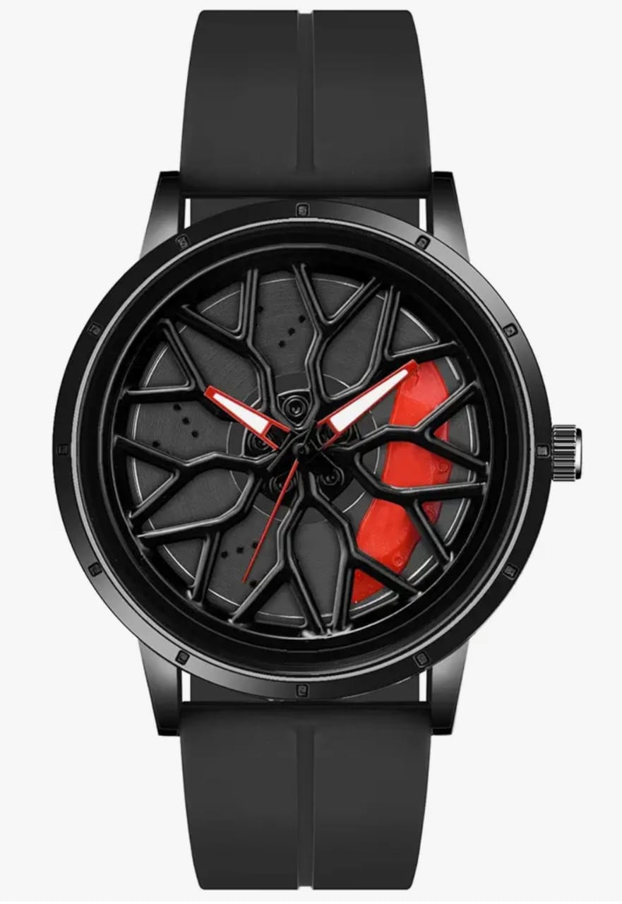 Shocknshop RevolveX रोटेटिंग खोखले व्हील हब क्रिएटिव फैशन एनालॉग सिलिकॉन मैग्नेटिक स्ट्रैप कलाई घड़ी पुरुषों लड़कों के लिए -WCH368