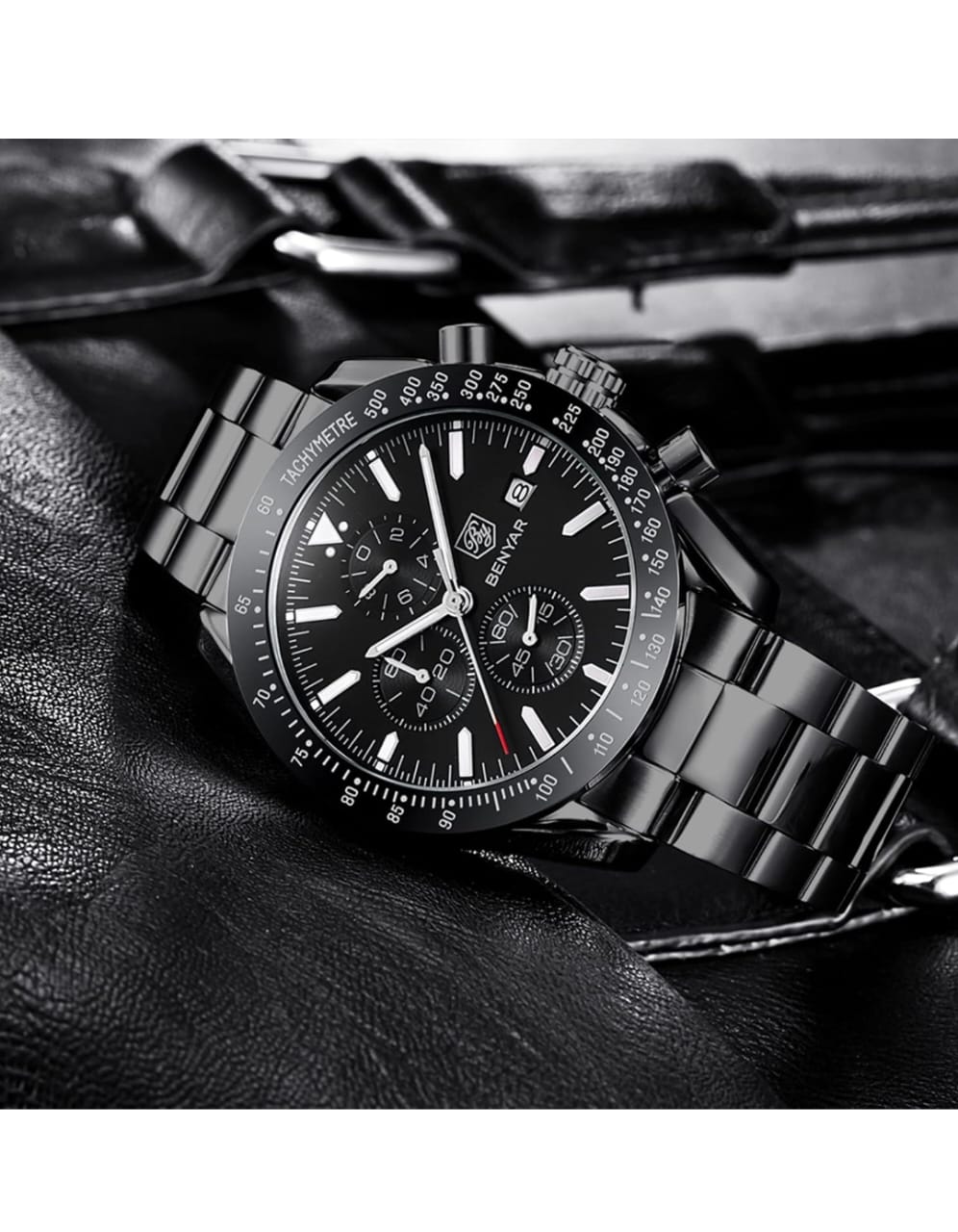 BENYAR Men's Luxury Chronograph Watch – Business, Casual | Quartz Movement with Date Display | Stylish Wristwatch | Gift for Men