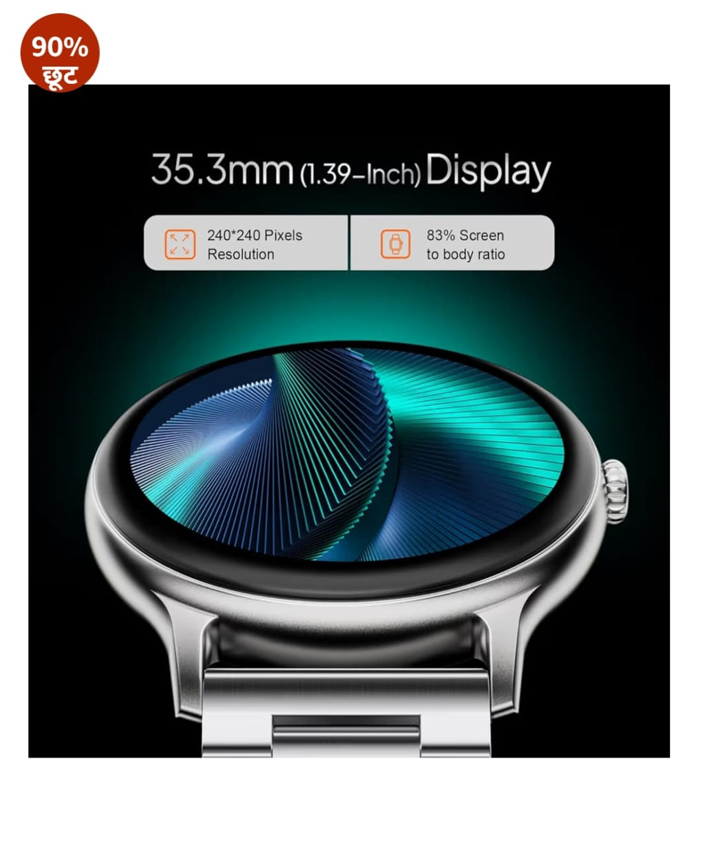 Fire‑Boltt Phoenix Pro राउंड स्मार्ट वॉच 1.39″ Bluetooth कॉलिंग, AI वॉयस असिस्टेंट, SpO2 और हार्ट रेट मॉनिटर, 120+ स्पोर्ट्स मोड, IP67 वाटरप्रूफ मेटल स्मार्ट वॉच पुरुषों और महिलाओं के लिए - सिल्वर