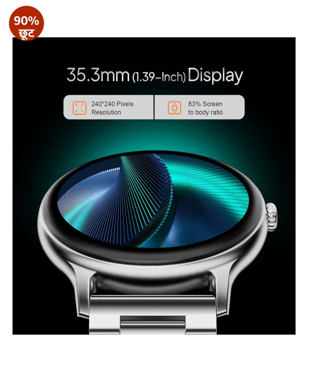 Fire‑Boltt Phoenix Pro राउंड स्मार्ट वॉच 1.39″ Bluetooth कॉलिंग, AI वॉयस असिस्टेंट, SpO2 और हार्ट रेट मॉनिटर, 120+ स्पोर्ट्स मोड, IP67 वाटरप्रूफ मेटल स्मार्ट वॉच पुरुषों और महिलाओं के लिए - सिल्वर