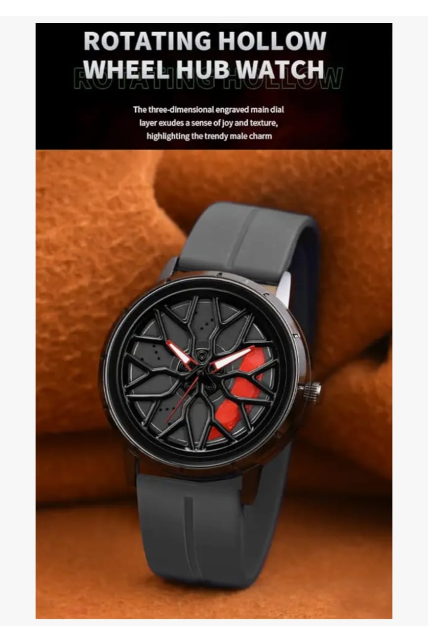 Shocknshop RevolveX रोटेटिंग खोखले व्हील हब क्रिएटिव फैशन एनालॉग सिलिकॉन मैग्नेटिक स्ट्रैप कलाई घड़ी पुरुषों लड़कों के लिए -WCH368