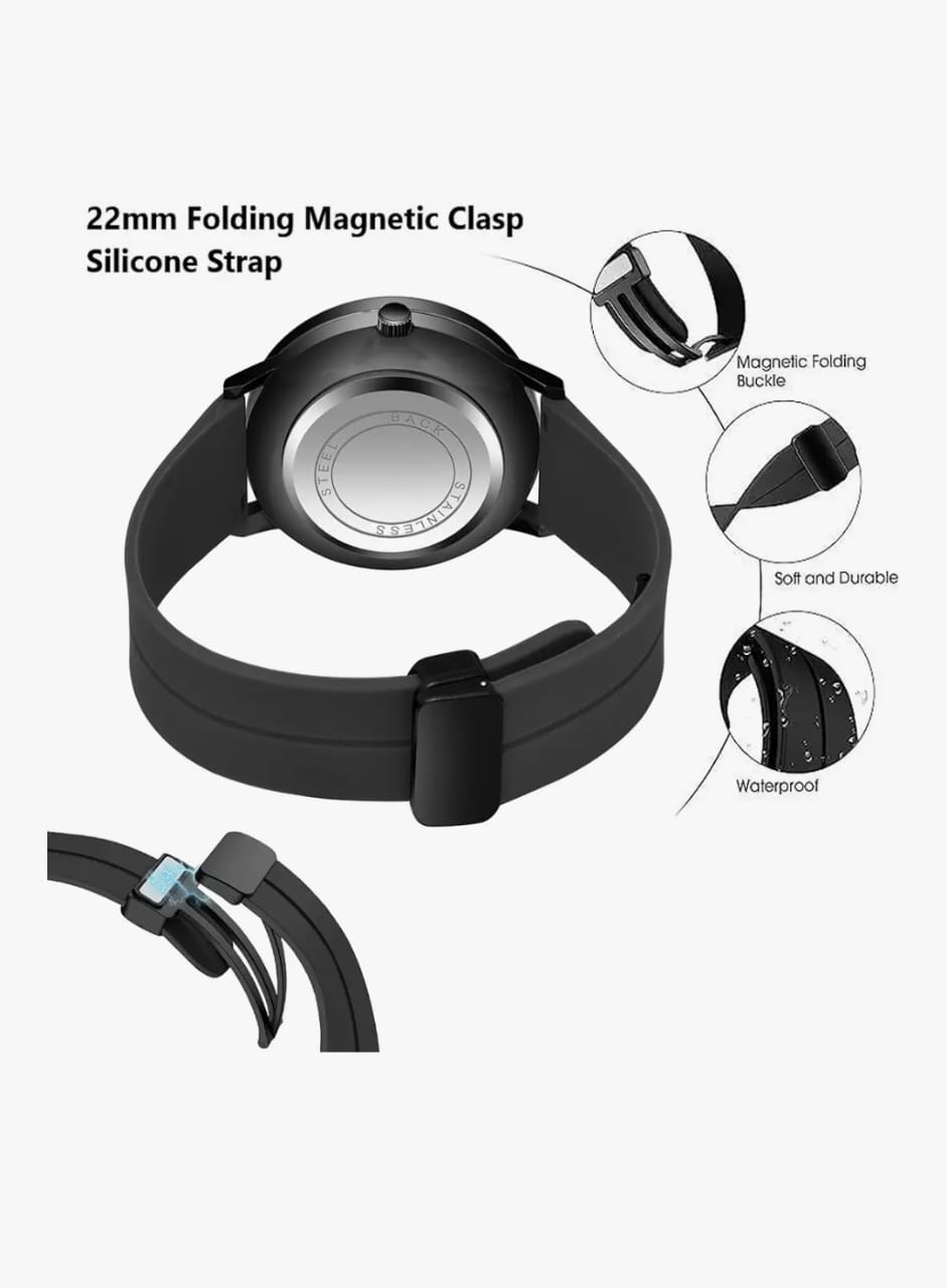 Shocknshop RevolveX रोटेटिंग खोखले व्हील हब क्रिएटिव फैशन एनालॉग सिलिकॉन मैग्नेटिक स्ट्रैप कलाई घड़ी पुरुषों लड़कों के लिए -WCH368