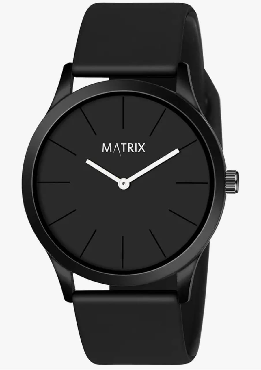 Matrix Minimalist डायल सॉफ्ट सिलिकॉन स्ट्रैप एनालॉग कलाई घड़ी के साथ पुरुषों और लड़कों के लिए