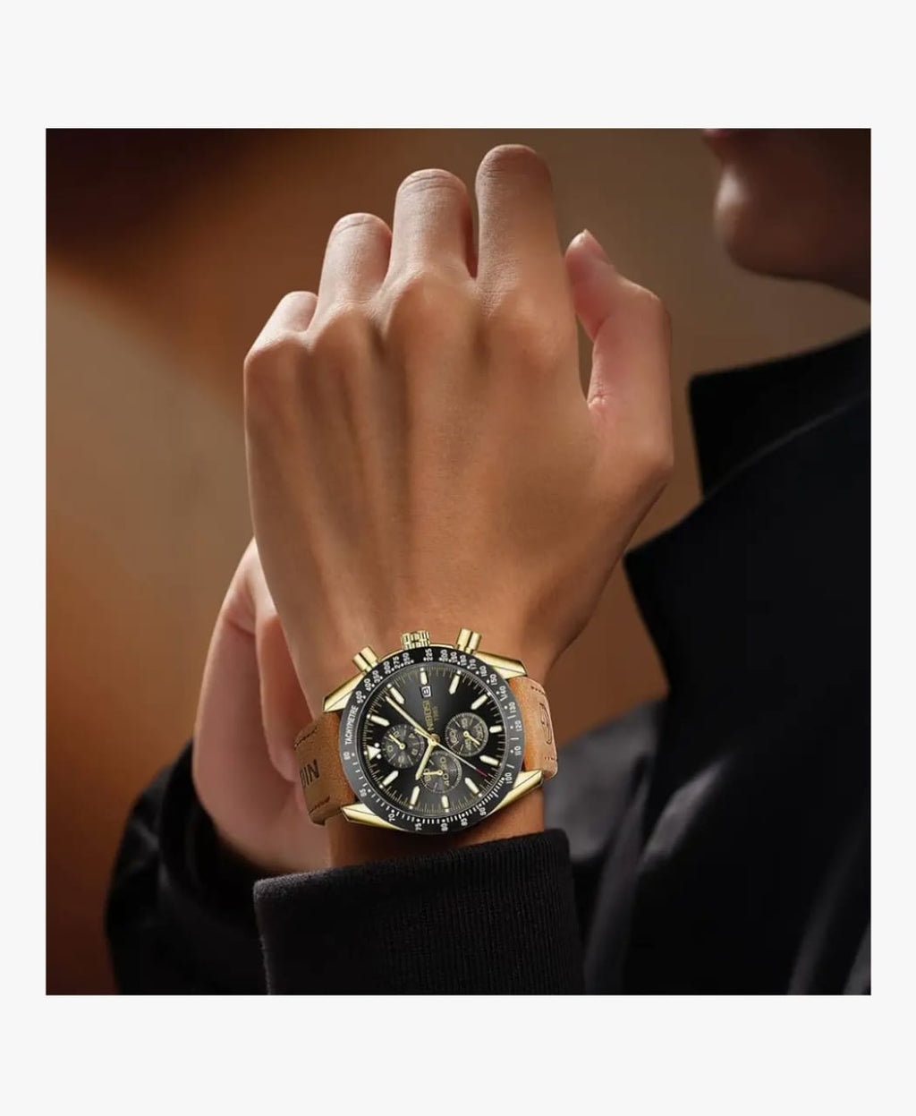 NIBOSI पुरुषों की घड़ी एनालॉग सिलिकॉन क्वार्ट्ज कलाई घड़ी पुरुषों के लिए व्यापार निविड़ अंधकार खेल स्टेनलेस स्टील पोशाक घड़ी के साथ