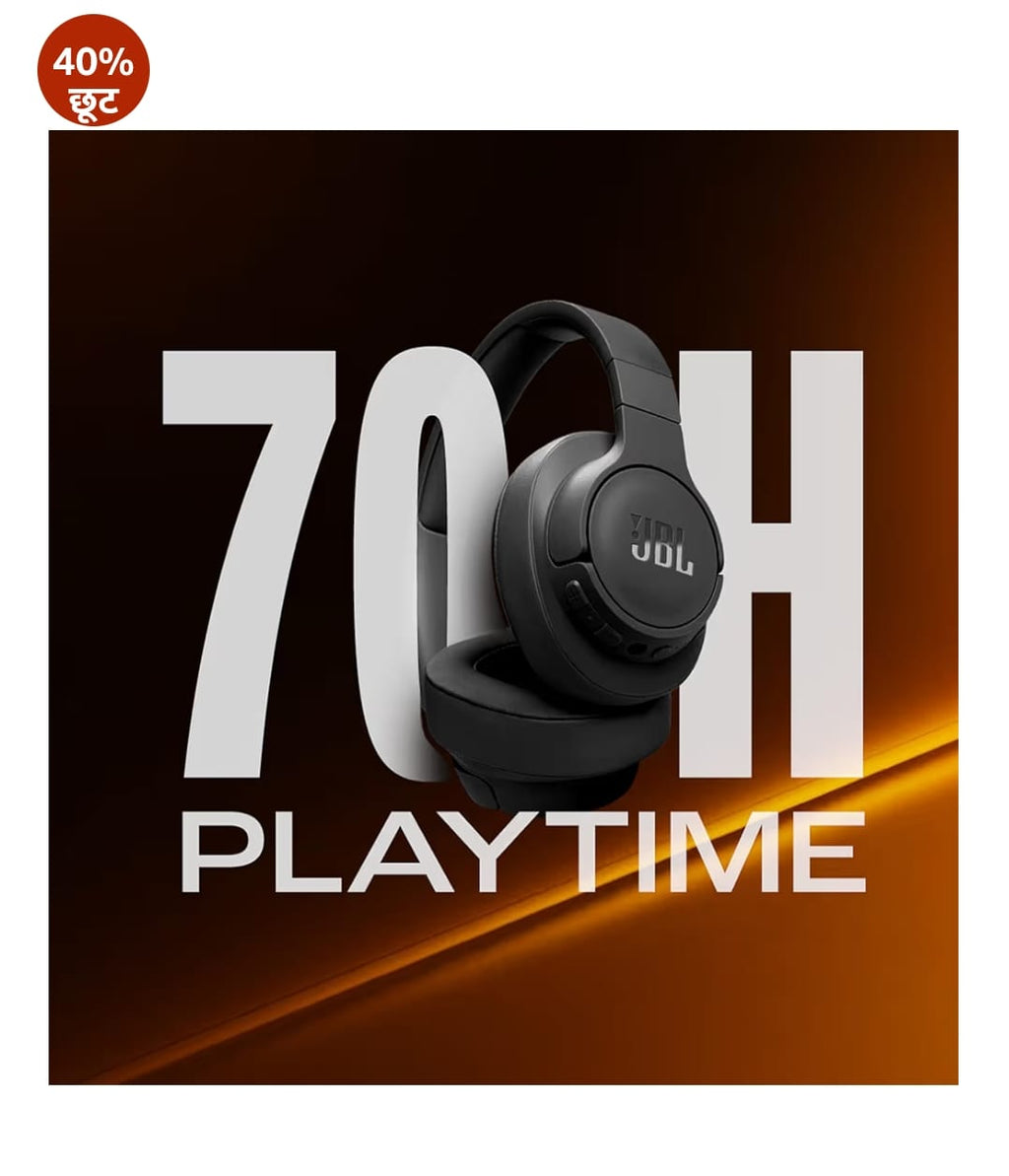 JBL Tune 770NC वायरलेस ओवर ईयर ANC हेडफ़ोन माइक के साथ, 70 घंटे तक की बैटरी, स्पीड चार्ज: 5 मिनट चार्ज प्लेबैक के 3H तक देता है, अनुकूलित EQ, Google फास्ट पेयरिंग, BT 5.3 (काला)