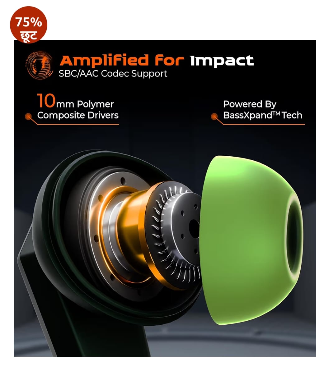 TRIGGR Kraken X1 Plus ड्युअल पेयरिंग के साथ, बैटरी डिस्प्ले, क्वाड ENC, 70H बैटरी, v5.3 Bluetooth (जंगल हरा, ट्रू वायरलेस)