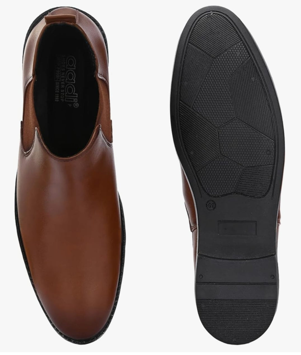 AADI पुरुषों के सिंथेटिक चमड़े हल्के आरामदायक फैशनेबल आउटडोर आरामदायक जूते चेल्सी जूते पर पर्ची