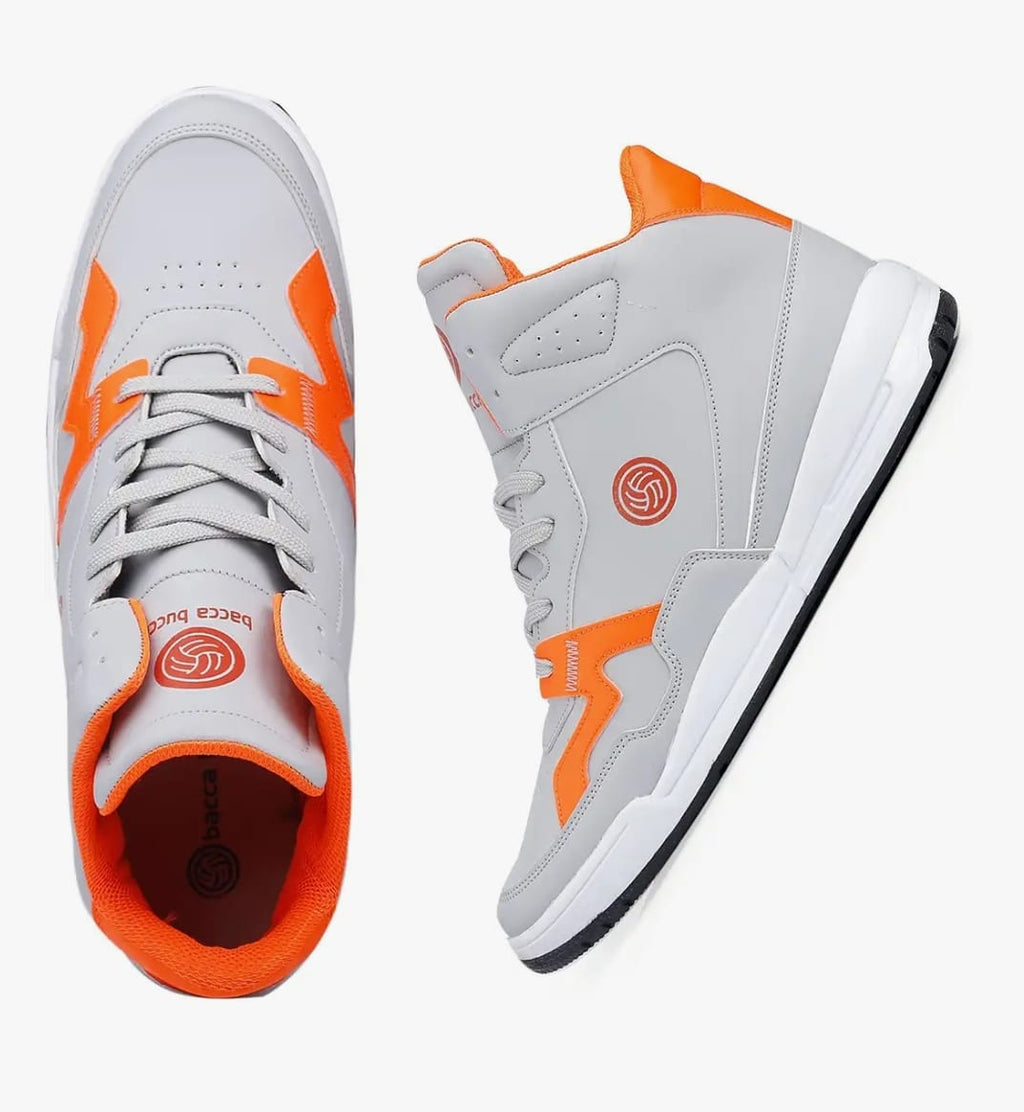 Bacca Bucci® Urban Retro Series पुरुषों के लिए फैशन स्नीकर्स-कोरियाई स्टाइल मिड टॉप व्हाइट शूज़ पुरुषों के लिए