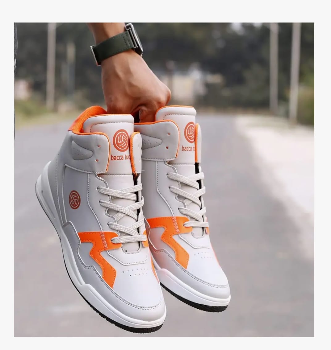 Bacca Bucci® Urban Retro Series पुरुषों के लिए फैशन स्नीकर्स-कोरियाई स्टाइल मिड टॉप व्हाइट शूज़ पुरुषों के लिए