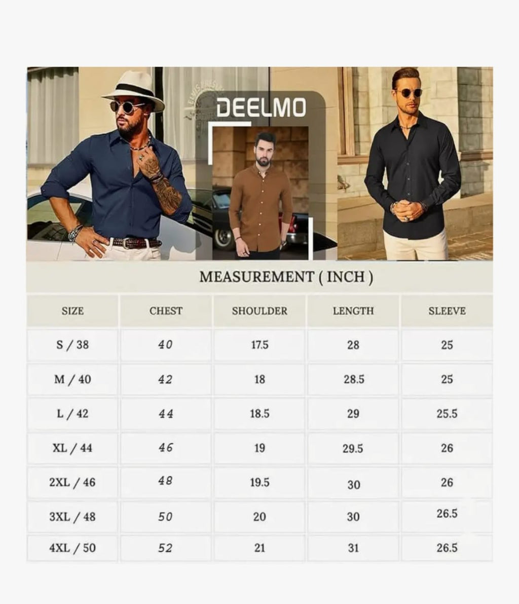 DEELMO पुरुषों की स्टाइलिश कॉटन ब्लेंड कैज़ुअल शर्ट || फुल स्लीव बटन-डाउन शर्ट डुअल फ्लैप पॉकेट के साथ || आरामदायक हवा पार होने योग्य फ़ैब्रिक || कैज़ुअल ऑफिस और आउटिंग वियर के लिए बिल्कुल सही