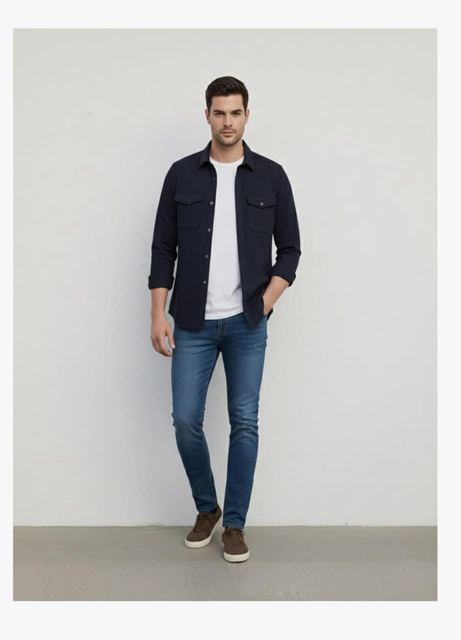 DEELMO पुरुषों की स्टाइलिश कॉटन ब्लेंड कैज़ुअल शर्ट || फुल स्लीव बटन-डाउन शर्ट डुअल फ्लैप पॉकेट के साथ || आरामदायक हवा पार होने योग्य फ़ैब्रिक || कैज़ुअल ऑफिस और आउटिंग वियर के लिए बिल्कुल सही