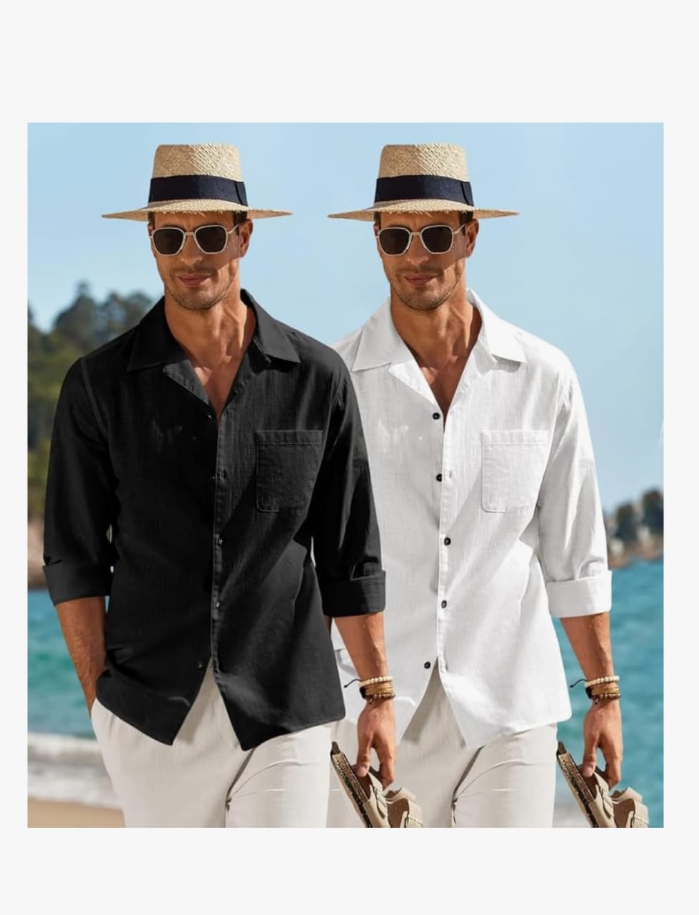 पुरुषों के लिए कैज़ुअल कॉटन ब्लेंड शर्ट का कॉम्बो || स्प्रेड कॉलर के साथ लंबी स्लीव बटन डाउन | हल्के हवा पार होने योग्य फ़ैब्रिक | समुद्र तट, ऑफिस और हर दिन पहनने के लिए स्टाइलिश सॉलिड शर्ट